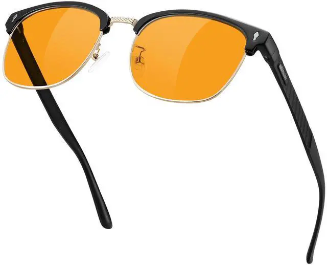 Main image of BIRCEN Blue Light Gaming Glasses: Al-Mg Metal Orange Bluelight Blocking Computer Glasses for Men Women Anti Eyestrain on Office & Home