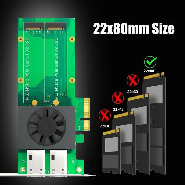 Alt view image 5 of 5 - GLOTRENDS ST5114 2 in 1 Combo Card with 2 x 2.5Gb RJ45 Port and 2 x M.2 NVMe Key M Port, PCIE 3.0 X4 Bandwidth, Support M.2 NVMe Software Raid and PCIe Bifurcation