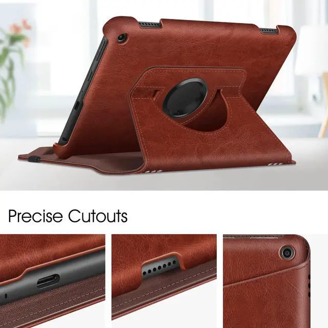 Alt view image 5 of 5 - Fintie Case for Kindle Fire HD 8 & HD 8 Plus Tablet (12th/10th Generation, 2024/2022/2020 Release) - 360 Degree Rotating Swivel Stand Protective Cover with Dual Auto Sleep Wake, Brown