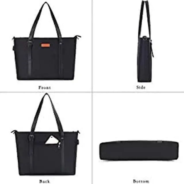 Alt view image 4 of 5 - MOSISO USB Port Laptop Tote Bag (17-17.3 inch), Large Woman Organizer Work Business Office Travel Shopping Teacher Shoulder Bag Portable Carrying Handbag Compatible with MacBook & Notebook, Black
