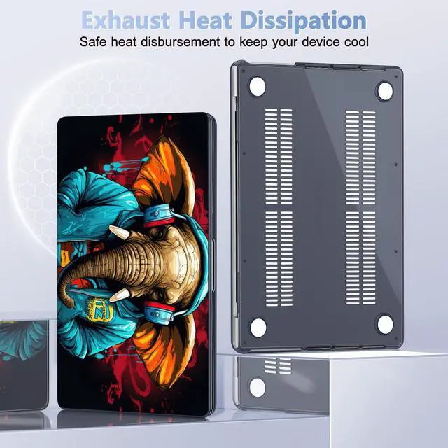 Alt view image 4 of 5 - Lepeoac Case for MacBook Pro 14 Inch (2025-2021 Release), Models M5 A3434 A3112 M4 A3112 A3401 A3185 M3 A2918 A2992 M2 A2779 M1 A2442, Plastic Hard Shell Case with Keyboard Cover, Elephant Hoodie