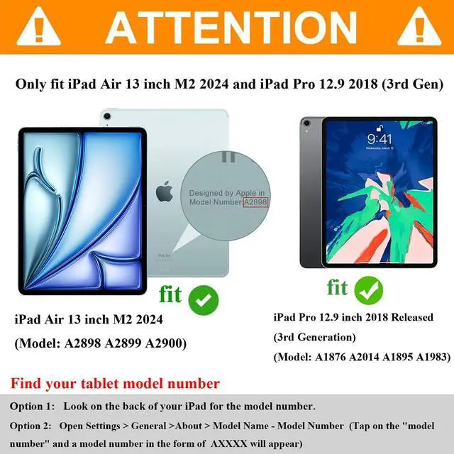 Alt view image 2 of 5 - UUcovers for iPad Air 13 inch Case M3/ M2 (2025/2024) & iPad Pro 12.9 inch Cover 2018 (3rd Gen), Trifold Stand Magnetic Cover with Auto Sleep/Wake Smart PU Leather & Hard Back Shell, Don't Touch Me