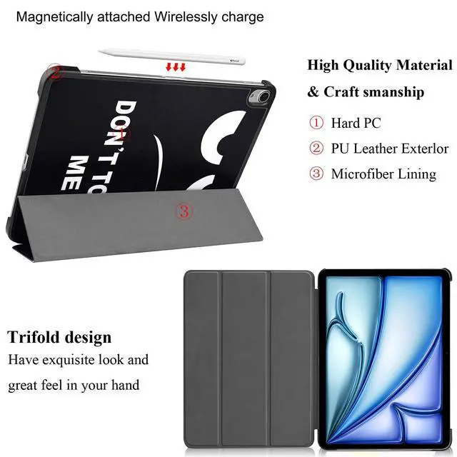 Alt view image 4 of 5 - UUcovers for iPad Air 13 inch Case M3/ M2 (2025/2024) & iPad Pro 12.9 inch Cover 2018 (3rd Gen), Trifold Stand Magnetic Cover with Auto Sleep/Wake Smart PU Leather & Hard Back Shell, Don't Touch Me