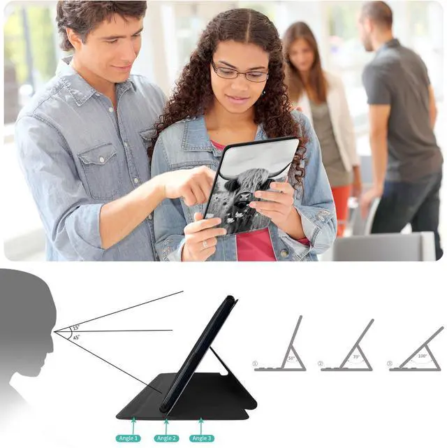 Alt view image 2 of 5 - for All-New Amazon Kindle Fire HD 10 Tablet Case (13th Generation, 2023 Release) 10.1", 360 Degree Rotating Stand Cover with Auto Wake Sleep Case for Fire Tablet 10 2023,Highland Cow Ox Cattle