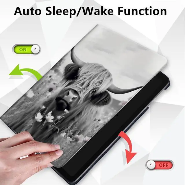 Alt view image 4 of 5 - for All-New Amazon Kindle Fire HD 10 Tablet Case (13th Generation, 2023 Release) 10.1", 360 Degree Rotating Stand Cover with Auto Wake Sleep Case for Fire Tablet 10 2023,Highland Cow Ox Cattle