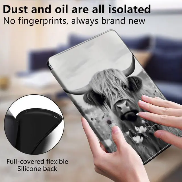 Alt view image 5 of 5 - for All-New Amazon Kindle Fire HD 10 Tablet Case (13th Generation, 2023 Release) 10.1", 360 Degree Rotating Stand Cover with Auto Wake Sleep Case for Fire Tablet 10 2023,Highland Cow Ox Cattle