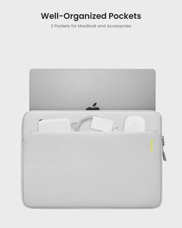 Alt view image 2 of 5 - tomtoc Slim Laptop Sleeve for 16-inch MacBook Pro M4/M3/M2/M1 Pro/Max 2024-2019, XPS 15 Surface Book 3 The New Blade 16, Recycled Water-Resistant Protective Laptop Case Bag