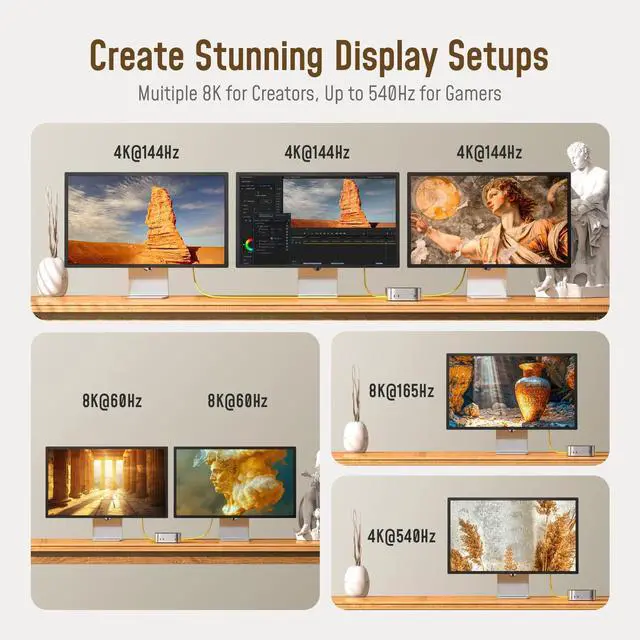 Alt view image 4 of 5 - AOHI Magcube 140W USB C Charger 3-Port GaN+ Laptop Wall Charger +240W USB 4 2.0 Cable 3.3FT