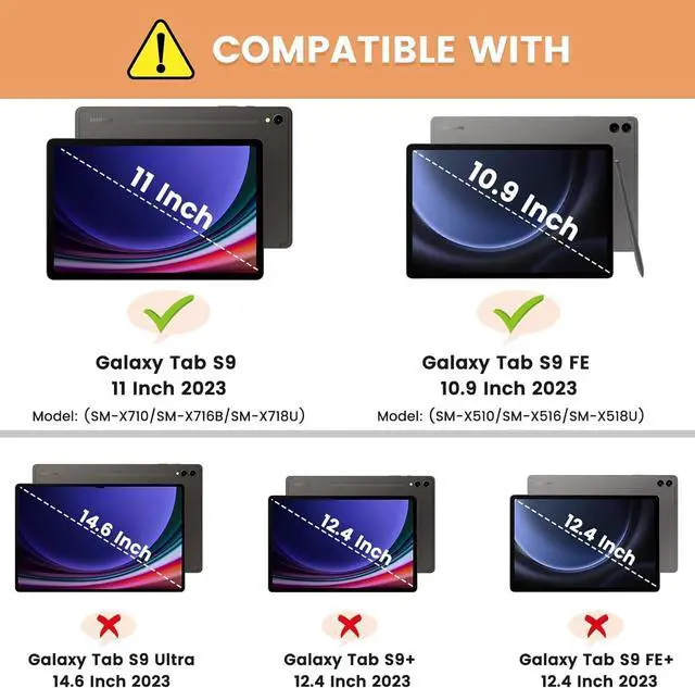 Alt view image 2 of 5 - YUNHOTIC Case for Samsung Galaxy Tab S9 FE 10.9 Inch/S9 11 Inch 2023 Model, Auto Wake/Sleep, Premium PU Leather Folding Stand Cover with Pen Holder & Multiple Viewing Angles - Beach