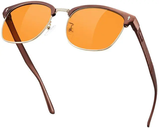 Main image of BIRCEN Blue Light Gaming Glasses: Al-Mg Metal Orange Bluelight Blocking Computer Glasses for Men Women Anti Eyestrain on Office & Home