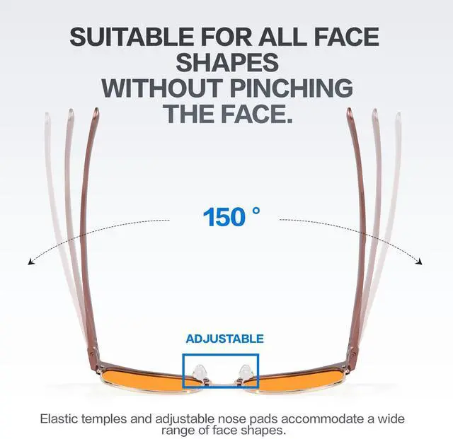 Alt view image 5 of 5 - BIRCEN Blue Light Gaming Glasses: Al-Mg Metal Orange Bluelight Blocking Computer Glasses for Men Women Anti Eyestrain on Office & Home