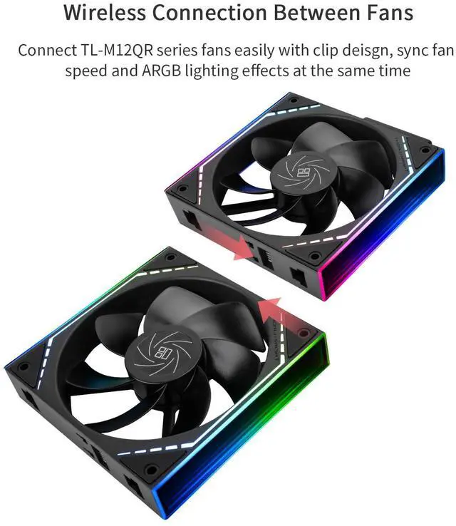 Alt view image 5 of 5 - Thermalright TL-M12QR X3 Case Fan-120mm Quiet,Infinity Mirror ARGB Lighting Effects,Reverse Fan Blade Design,Wireless Splicing Building Block CPU Fan,New Power Chip Module Simplifies Wiring Management