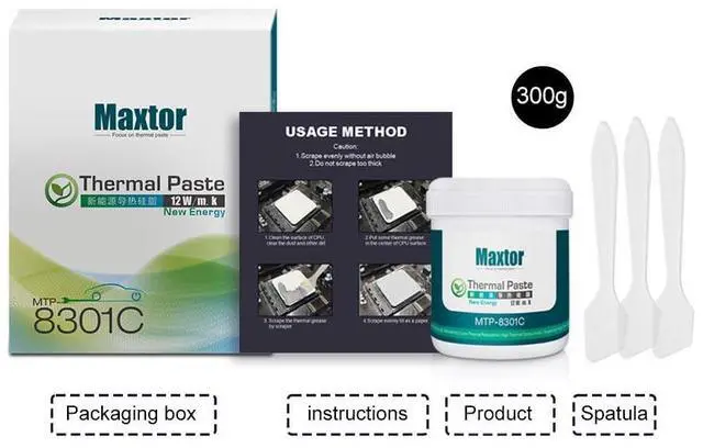 Alt view image 5 of 5 - Maxtor MTP-8301C 300g High Performance Thermal Paste, Heatsink Paste, Thermal Conductive Grease for CPU GPU Cooler LED IC PS4 Xbox Chipset Ovens antminer