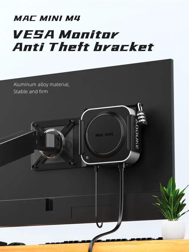 Alt view image 5 of 5 - AODUKE with Combination Security Lock 2024 Mac mini M4 VESA Computer Monitor Mount Bracket for Anti-Theft Server Rack Extension Plate Adapter, Compatible 75X75/100X100MM Hole distance-AJM4GS-BM