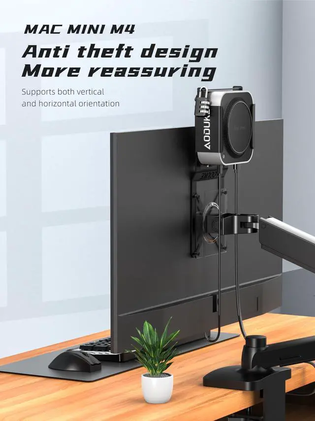 Alt view image 4 of 5 - AODUKE with Combination Security Lock 2024 Mac mini M4 VESA Computer Monitor Mount Bracket for Anti-Theft Server Rack Extension Plate Adapter, Compatible 75X75/100X100MM Hole distance-AJM4GS-BM