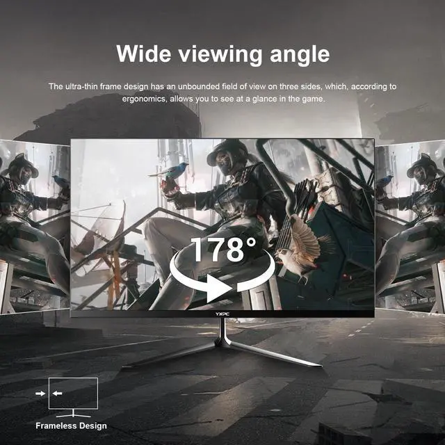 Alt view image 4 of 5 - YXPC 24.5 inch Gaming PC Monitor 200Hz, FHD 1080p VA screen, Built-in speakers,1ms without Bezel, freesync, 99% sRGB, HDR400,178 ° Angle View, HDMI,DisplayPort, Compatible with wall mounting 75*75MM