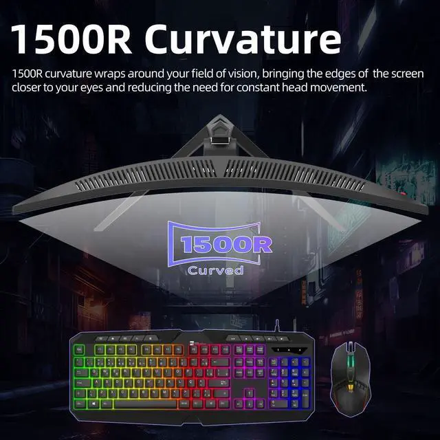 Alt view image 3 of 5 - 34 Inch Curved Gaming Monitor 4K, (3440x1440) 165Hz Ultrawide Computer Monitor, AMD FreeSync, 1500R, HDR, 125% sRGB, DCI-P3 92%, HDMI/DP and Built-in Speaker, VESA 100 x 100mm