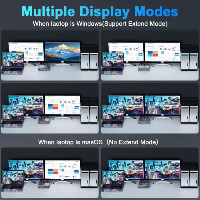 Alt view image 3 of 5 - USB C KVM Switch 4K60Hz,Dual Monitor USB C HDMI DP KVM Switch for 2 PC and 1 Laptop Sharing 2 Monitor and 4 USB3.0 Devices, 100W PD for Laptop, Wired Remote Control and USB Cables Included