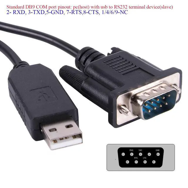 Alt view image 2 of 5 - Usangreen USB to DB9 D-Sub Male Com Port FT232RL RS232 Serial Converter Adapter Communication Upgrade Cable (Standard DB9 Pinout: 2-RXD ...)