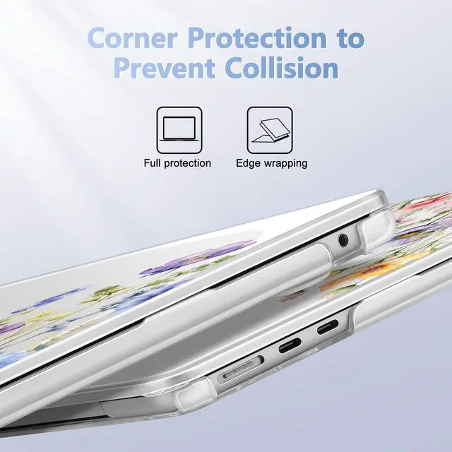 Alt view image 3 of 5 - May Chen for M4 MacBook Air 13.6 Inch Case 2025 2024 2023 2022 Release Models: A3240 A3113 M3 A2681 M2, Plastic Hard Shell Case for MacBook Air 13.6" with Retina Display Fits Touch ID, Wild Flowers
