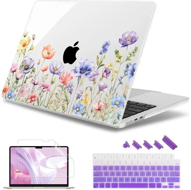 Main image of May Chen for M4 MacBook Air 13.6 Inch Case 2025 2024 2023 2022 Release Models: A3240 A3113 M3 A2681 M2, Plastic Hard Shell Case for MacBook Air 13.6" with Retina Display Fits Touch ID, Wild Flowers
