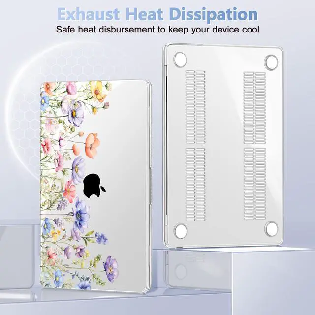 Alt view image 5 of 5 - May Chen for M4 MacBook Air 13.6 Inch Case 2025 2024 2023 2022 Release Models: A3240 A3113 M3 A2681 M2, Plastic Hard Shell Case for MacBook Air 13.6" with Retina Display Fits Touch ID, Wild Flowers