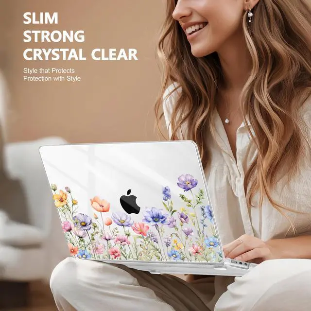 Alt view image 4 of 5 - May Chen for M4 MacBook Air 13.6 Inch Case 2025 2024 2023 2022 Release Models: A3240 A3113 M3 A2681 M2, Plastic Hard Shell Case for MacBook Air 13.6" with Retina Display Fits Touch ID, Wild Flowers