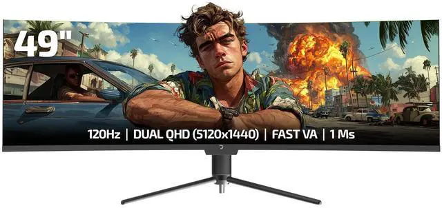 Main image of GAMEPOWER DQ49 inch Curved Ultrawide Gaming Monitor, 1Ms, 120Hz Refresh Rate, 32:9, DQHD, 5K 5120x1440p, R1800, 99% sRGB, HDR400, DisplayPort, HDMI, FreeSync, Gsync, Height - Tilt Adjustable
