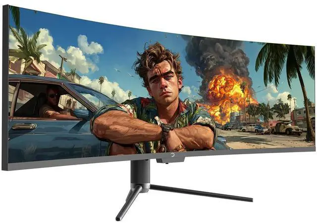 Alt view image 3 of 5 - GAMEPOWER DQ49 inch Curved Ultrawide Gaming Monitor, 1Ms, 120Hz Refresh Rate, 32:9, DQHD, 5K 5120x1440p, R1800, 99% sRGB, HDR400, DisplayPort, HDMI, FreeSync, Gsync, Height - Tilt Adjustable