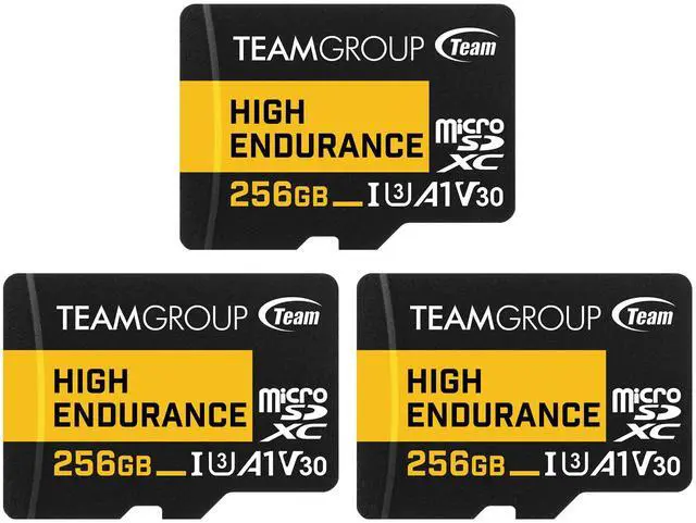 Main image of TEAMGROUP HIGH Endurance 256GB 3 Pack Micro SDXC UHS-I U3 V30 100MB/s Designed for Monitoring Stable Durable Long Lasting Flash Memory Card Security Camera 4K&Full HD Video Recording THUSDX256GIV3065