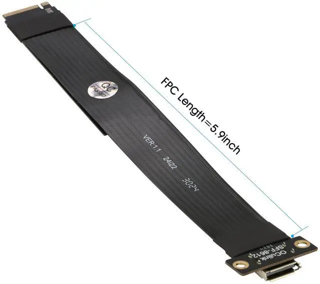 Alt view image 5 of 5 - RIITOP M.2 NVMe to Oculink SFF-8612 Extender (15cm), M.2 NVMe PCIe 4.0 x4 to OCuLink SFF-8611 4i Host Adapter for eGPU and SSD