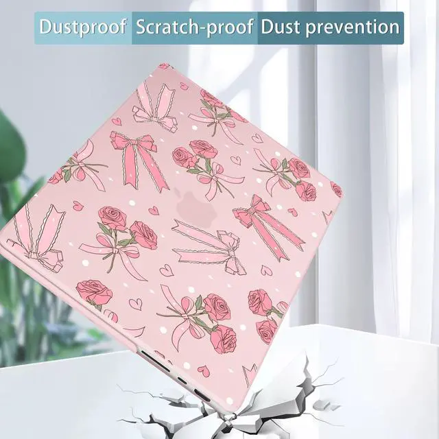 Alt view image 5 of 5 - Tuiklol for MacBook Pro 14 Inch Case 2025-2021 Release M5 A3434 /M4 A3112 A3401 A3185/M3 A2918 A2992/M2 A2779/M1 A2442 Pro/Max,Hard Shell Case with Screen Protector for Touch ID,Bow & Rose-Pink