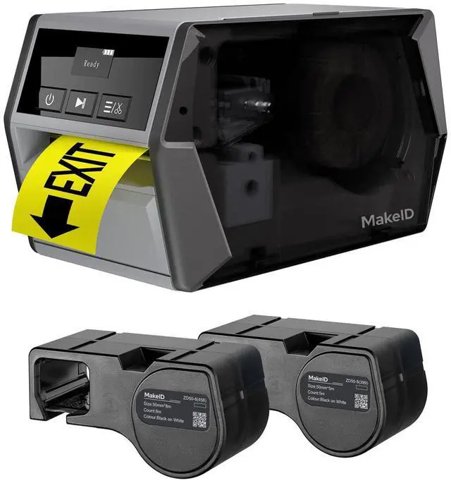 Main image of Makeid D50 Industrial Label Printer, Desktop Label Maker 2" Print Head, Mobile APP & PC Editor Compatible, 2600mAh Li-ion Battery, Come with 1.97" W x 26.24ft L Label Heavy-Duty Labeler for Job Sites