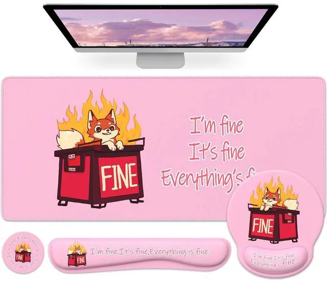 Main image of HAOCOO Ergonomic Mouse Pad with Wrist Support, 4-in-1 Cute Desk Mat with Non-Slip Base, Pink Laptop Pad, Keyboard Wrist Rest, Cute Coaster, Easy Typing Pain Relief Mousepad for Office, Home, School