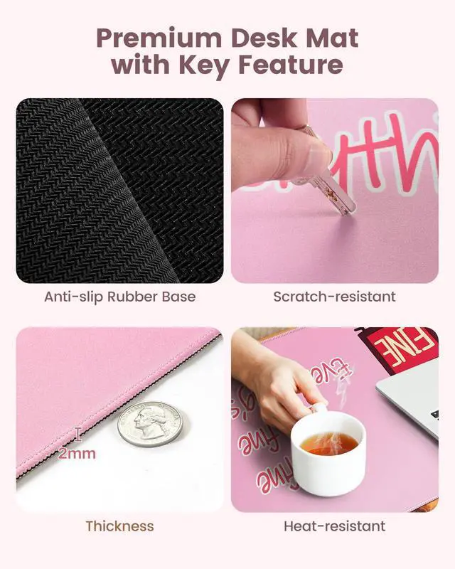 Alt view image 5 of 5 - HAOCOO Ergonomic Mouse Pad with Wrist Support, 4-in-1 Cute Desk Mat with Non-Slip Base, Pink Laptop Pad, Keyboard Wrist Rest, Cute Coaster, Easy Typing Pain Relief Mousepad for Office, Home, School