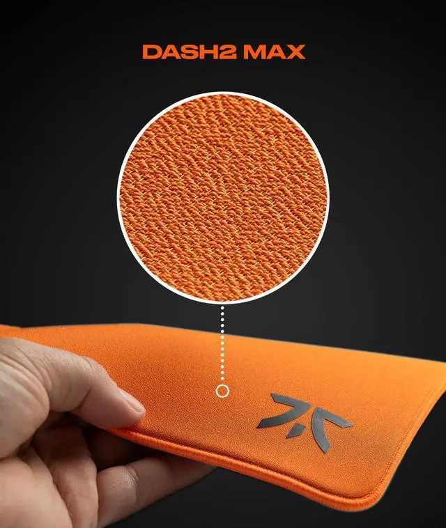 Alt view image 5 of 5 - Fnatic MAX DASH2 XL Pro Gaming Mouse Pad, Sunset Orange Textured Cloth Speed Surface, Water Resistant Coating, with Non-Slip PORON Foam Base and Micro-Knit Stitched Edges (Size 18.9" x 18.9" x 0.24")