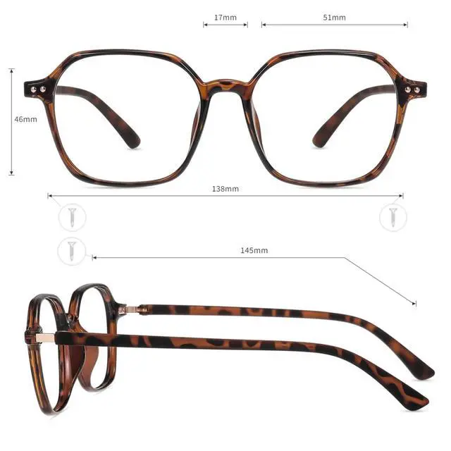 Alt view image 5 of 5 - Firmoo TR90 Blue Light Glasses, 10g Ultra-Lightweight Polygon Computer Glasses for Women & Men, Anti-Eyestrain (3 Colors)