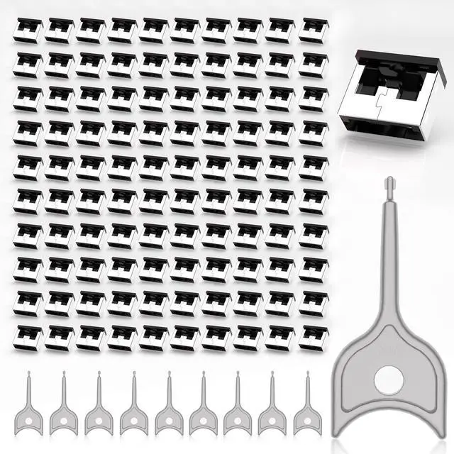 Main image of 100PCS USB Metal Port Lock Blocker with 10 Keys - Secure USB-A Port Protector for PC/Laptop, Anti-Theft Data Security Lock, Dust & Moisture Proof Cover, Removable Type-A Connector Black