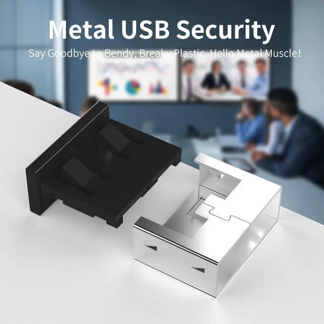 Alt view image 2 of 5 - 100PCS USB Metal Port Lock Blocker with 10 Keys - Secure USB-A Port Protector for PC/Laptop, Anti-Theft Data Security Lock, Dust & Moisture Proof Cover, Removable Type-A Connector Black