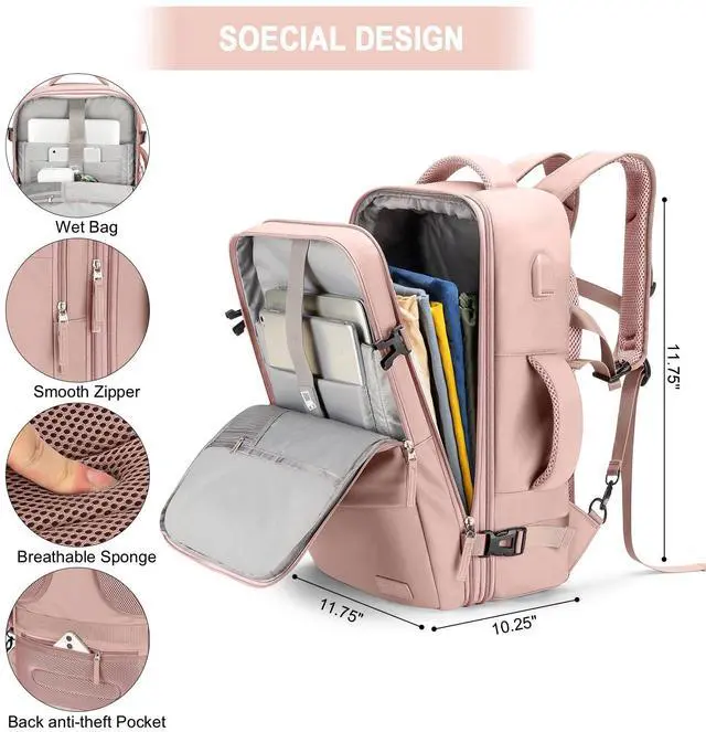 Alt view image 2 of 5 - BAGODI Carry On Backpack, 42L Flight Approved Travel Backpack for Men Women,Airline Approved Gym Backpack Waterproof Business Laptop Daypack Laptop Backpack,Casual Daypack for Business Weekend Hiking