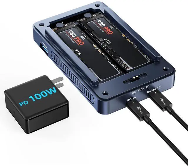 Main image of ACASIS 40Gbps M.2 NVMe SSD Enclosure, Cooling Fan, Compatible with 40Gbps / USB 4.0, Tool-Free, Aluminum Dock Dual Monitor, Support Software RAID, 2 USBC 40Gbps for M1/M2/Windows