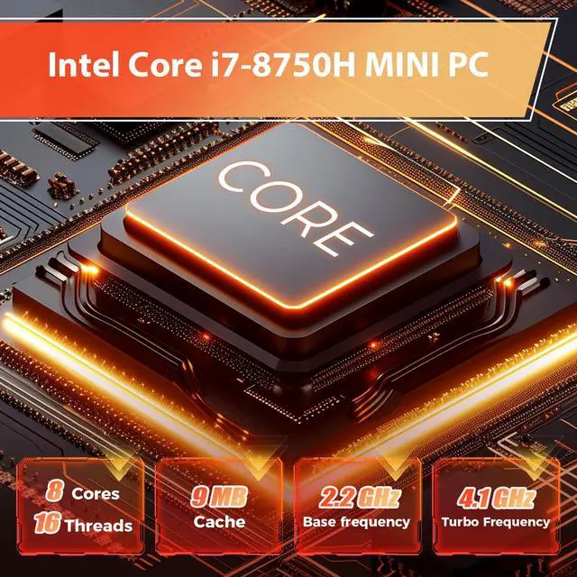 Alt view image 3 of 5 - KEEPHAPY Mini PC, Core i7 8750H(8C/16T up to 4.1GHz), GTX 1050 Graphics Mini Computer with RGB Lights, 16GB DDR4 RAM, 512 NVMe SSD, Triple Display, WiFi Ready, Win 11 Pro, Sliver