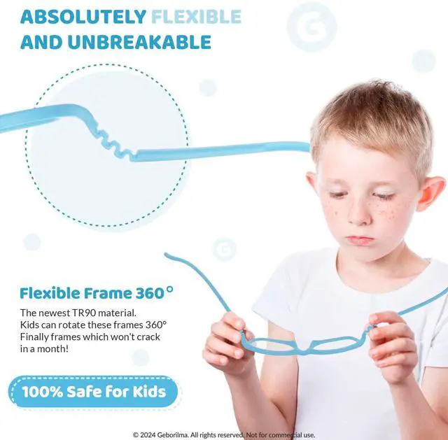 Alt view image 3 of 5 - Geborilma Kids Flexible Glasses Size M Unbreakable Eyeglasses for Kids Prescription Sports Glasses 7-9 y