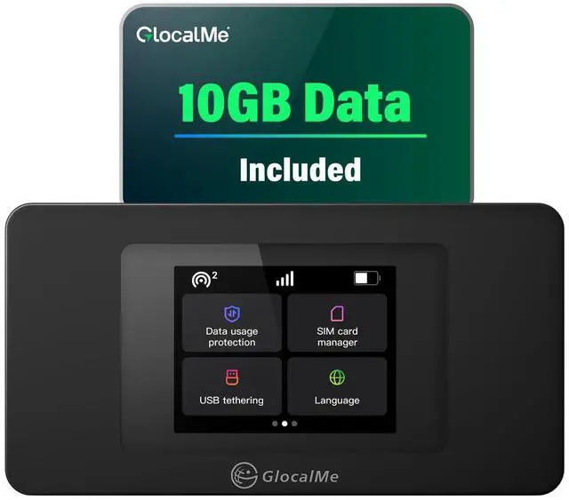 Main image of GlocalMe DuoTurbo 4G Mobile Hotspot Device with 10GB US/CA/MX Data 60 Days, Portable WiFi Hotspot for Travel in 200+ Countries, SIMFREE and Dual Modem, 10 Devices Connected(DuoTurbo with 10GB)