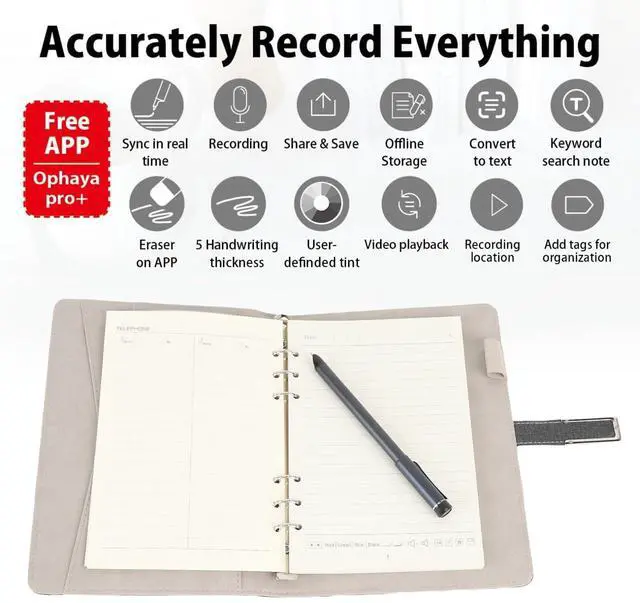 Alt view image 2 of 5 - Digital Smart Pen and Notebook, Real Time Sync for Digitizing, Convert to Text, Offline Storage, Sharing Paper Notes, Smartpen Writing Set for Phones, Tablets, Study Notes (Black)