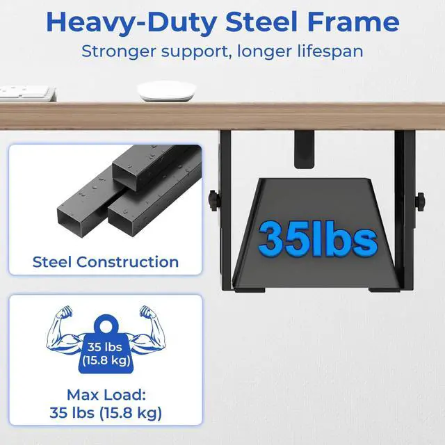 Alt view image 5 of 5 - Metal Under Desk Mount for NAS Adjustable Mounting Bracket for Desktop NAS 1/2/4 Bay Network Attached Storage Under Desk Holder for NAS/Small PC/SFF Desktop Tower/CPU/UPS and More with Cable Ties