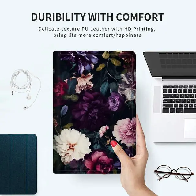 Alt view image 5 of 5 - GFRGTFHYT Case for Microsoft Surface Pro 7/7 Plus/Pro 6/5/4/LTE 12.3 Inch PU Leather Slim Lightweight Multiple Angles Stand Smart Cover with Auto Wake/Sleep, Flowers