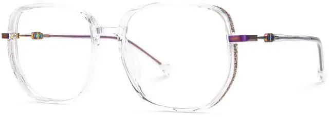 Alt view image 4 of 5 - Zeelool Stylish Oversized Glasses for Women Chic Geometric Eyeglasses with Clear Lens Joana ZJGT460070-10 Crystal