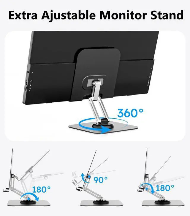 Alt view image 2 of 5 - Dopesplay Portable Monitor, 15.6" FHD 1080P Portable Screen for Laptop with Adjustable Stand, USB-C HDMI Second External Monitor, Travel Screen Extender for Laptop Mac Phone PS4/5 Xbox Switch - Black