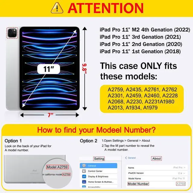 Alt view image 2 of 5 - Mektron Case for iPad Pro 11 inch (4th, 3rd, 2nd & 1st Gen) 2022 2021 2020 2018, Buit in Pencil Holder with Shockproof Cover Clear Shell + AutoWake/Sleep, Abstract Floral C346